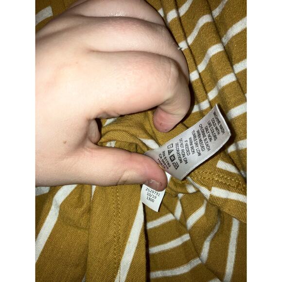 Maurices 24/7 Mustard White Stripe Long Sleeve Henley Top XL - Picture 5 of 6